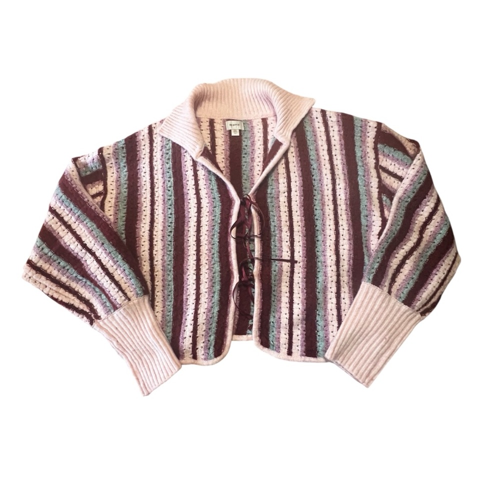 MAEVE Collared Crochet Cardigan Sweater - Multicolor ONE Size - Picture 5 of 9